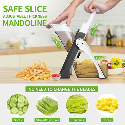 Manual Vegetable Cutter 5 In 1  Multifunction Slicer Potatoes Slicer Chopper French Fries - Bama style