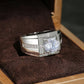 Luxury Male Jewelry Silver Color Round Rings Cubic Zircon for Wedding Ceremony - Bama style