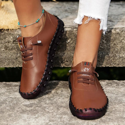New Women Shoes Spring Casual Platform Leather Flats Slip - On Mom - Bama style