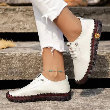New Women Shoes Spring Casual Platform Leather Flats Slip - On Mom - Bama style