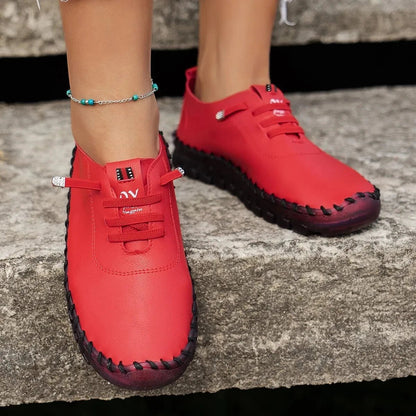 New Women Shoes Spring Casual Platform Leather Flats Slip - On Mom - Bama style