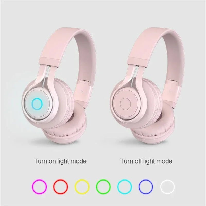 Wireless Bluetooth Over Ear Earphones Foldable Children Learning Headphone HIFI Stereo Noise Canceling Music - Bama style
