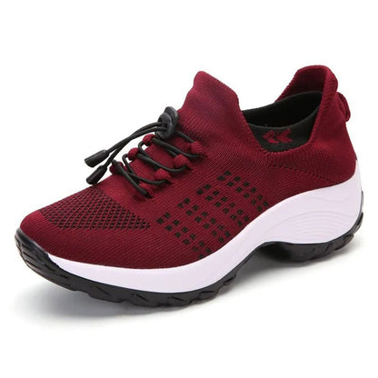 Women Walking Shoes for Fitness Sport Working Comfort Casual Height Fashion Breathable Loafers Sneaker Increasing Elastic Lady Trainers - Bama style